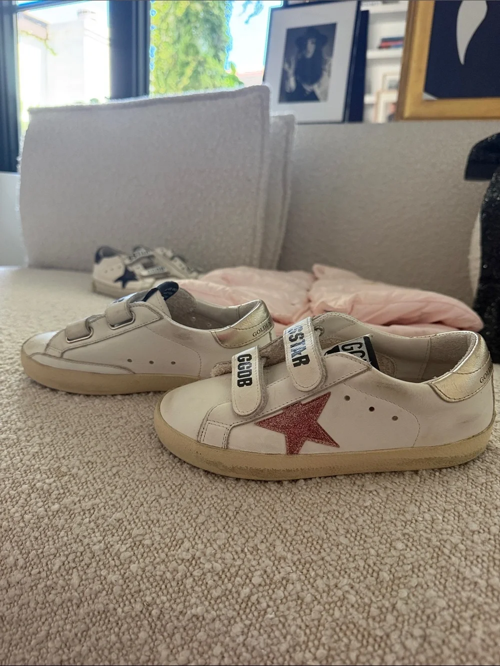 Golden Goose Kids White Sneakers with Pink Side Panel